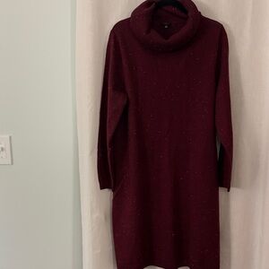 Talbots Burgundy Knit Cowl-Neck Dress
